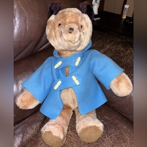 Paddington Bear, w/Blue Coat, VTG 1975, by Eden Toys USA, tags, 19" plush bear